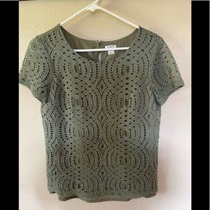 J Crew Green Lace Short Sleeve Size 4